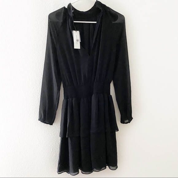 (NWT) Rebecca Minkoff | Zaykee Blouse Black Dress - Picture 3 of 12